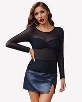 Mesh FLong Sleeve Tops